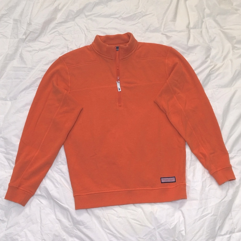 Vineyard Vines Men’s Shep Shirt Quarter Zip Pullover Size Small Orange Color